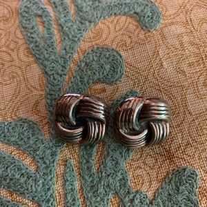 Genuine Silver vintage antique cluster knot earrings